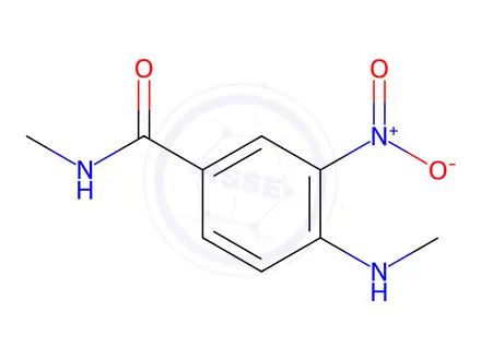 Chemical structure of N-methyl-4-(methylamino)-3-nitrobenzamide