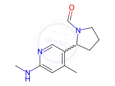 Chemical structure of 2-(4-Methyl-6-(methylamino)pyridin-3-yl)pyrrolidine-1-carbaldehyde