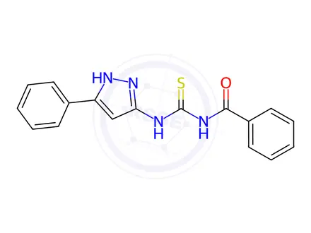 Chemical structure of N-((5-Phenyl-1H-pyrazol-3-yl)carbamothioyl)benzamide