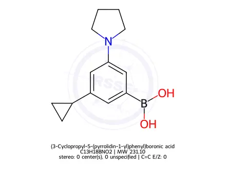 Chemical structure of (3-Cyclopropyl-5-(pyrrolidin-1-yl)phenyl)boronic acid