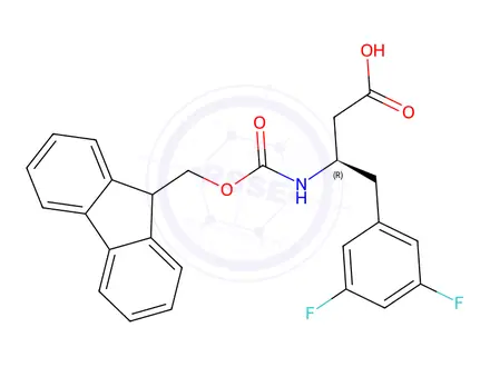 Chemical structure of Fmoc-(R)-3-Amino-4-(3,5-difluoro-phenyl)-butyric acid