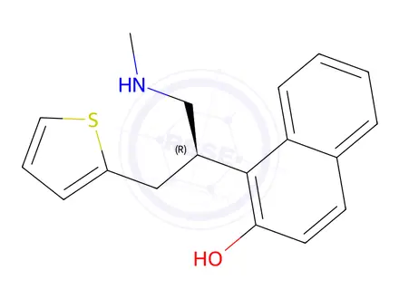 Chemical structure of (S)-1-[3-(Methylamino)-1-(2-thienyl)propyl]-2-naphthalenol (Duloxetine Impurity)