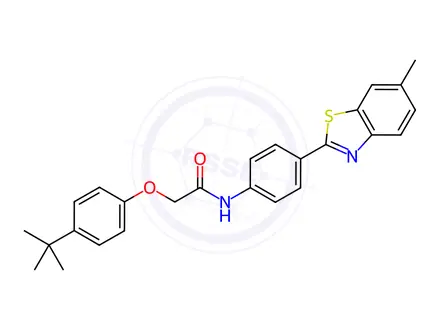 Chemical structure of 2-(4-tert-butylphenoxy)-N-[4-(6-methyl-1,3-benzothiazol-2-yl)phenyl]acetamide
