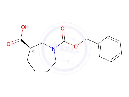 Chemical structure of (R)-1-((Benzyloxy)carbonyl)azepane-3-carboxylic acid