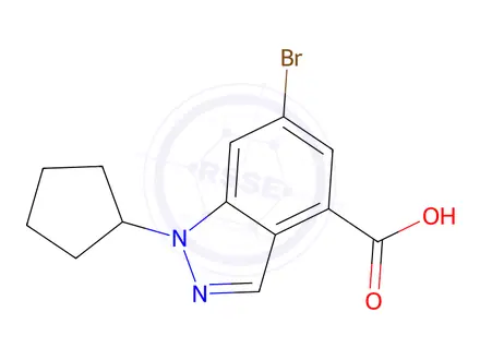 Chemical structure of 6-bromo-1-cyclopentyl-1H-indazole-4-carboxylic acid