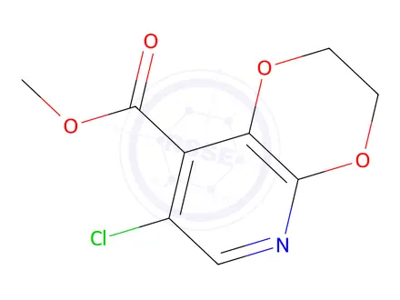 Chemical structure of Methyl 7-chloro-2,3-dihydro-[1,4]dioxino[2,3-b]pyridine-8-carboxylate