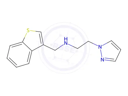Chemical structure of N-(benzo[b]thiophen-3-ylmethyl)-2-(1H-pyrazol-1-yl)ethan-1-amine