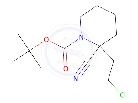 Chemical structure of tert-Butyl 2-(2-chloroethyl)-2-cyanopiperidine-1-carboxylate