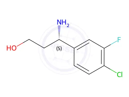 Chemical structure of (3S)-3-AMINO-3-(4-CHLORO-3-FLUOROPHENYL)PROPAN-1-OL