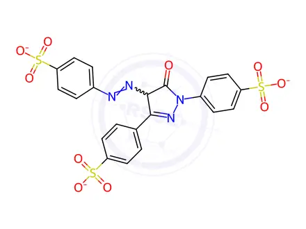 Chemical structure of Sodium 4,4'-(5-oxo-4-(2-(4-sulfonatophenyl)hydrazineylidene)-4,5-dihydro-1H-pyrazole-1,3-diyl)dibenzenesulfonate