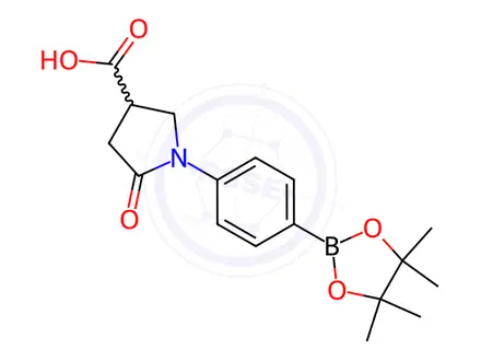 Chemical structure of 5-Oxo-1-[4-(tetramethyl-1,3,2-dioxaborolan-2-yl)phenyl]pyrrolidine-3-carboxylic acid