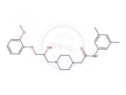 Chemical structure of N-(3,5-dimethylphenyl)-2-(4-(2-hydroxy-3-(2-methoxyphenoxy)propyl)piperazin-1-yl)acetamide