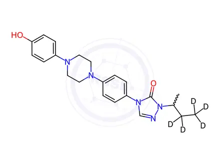 Chemical structure of 2-sec-Butyl-d5-4-{4-[4-(4-hydroxy-phenyl)-piperazin-1-yl]-phenyl}-2,4-dihydro-[1,2,4]-triazol-3-one