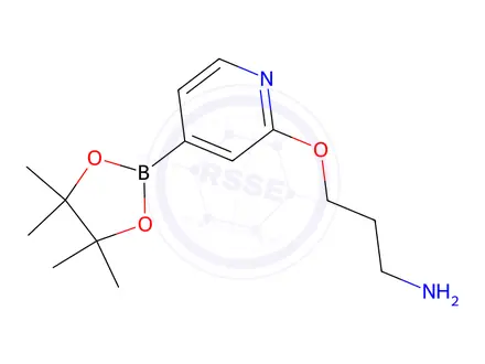 Chemical structure of 3-((4-(4,4,5,5-Tetramethyl-1,3,2-dioxaborolan-2-yl)pyridin-2-yl)oxy)propan-1-amine