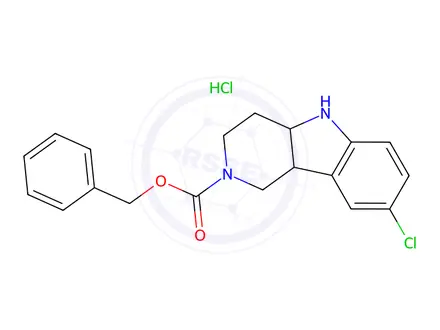Chemical structure of 8-Chloro-1,3,4,4a,5,9b-hexahydro-pyrido[4,3-b]indole-2-carboxylic acid benzyl ester hydrochloride