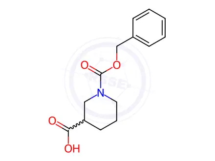 Chemical structure of 1-[(benzyloxy)carbonyl]piperidine-3-carboxylic acid