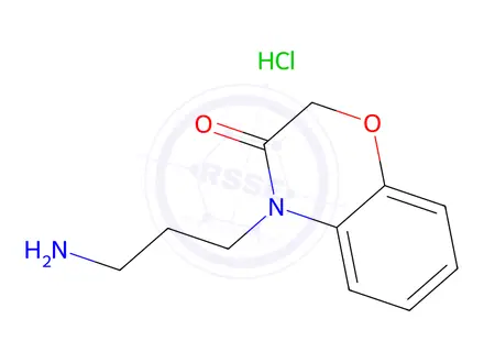 Chemical structure of 4-(3-aminopropyl)-3,4-dihydro-2H-1,4-benzoxazin-3-one hydrochloride