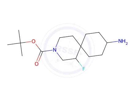 Chemical structure of Tert-butyl 9-amino-1-fluoro-3-azaspiro[5.5]Undecane-3-carboxylate