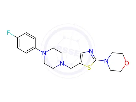Chemical structure of 4-(5-{[4-(4-fluorophenyl)piperazin-1-yl]methyl}-1,3-thiazol-2-yl)morpholine