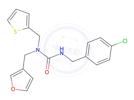 Chemical structure of 3-(4-Chlorobenzyl)-1-(furan-3-ylmethyl)-1-(thiophen-2-ylmethyl)urea