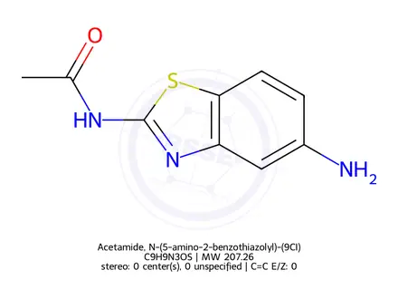 Chemical structure of Acetamide, N-(5-amino-2-benzothiazolyl)-(9CI)