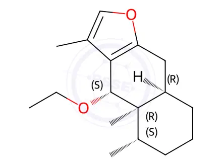 Chemical structure of Naphtho[2,3-b]furan, 4-ethoxy-4,4a,5,6,7,8,8a,9-octahydro-3,4a,5-trimethyl-, (4S,4aR,5S,8aR)-