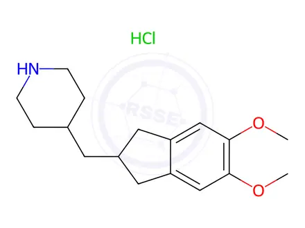Chemical structure of 5,6-Dimethoxy-2-[(4-piperidyl)methyl]indane hydrochloride