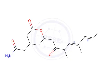Chemical structure of 2-(3,5-Dimethyl-2-oxo-4,6-octadienyl)tetrahydro-6-oxo-2H-pyran-4-acetamide
