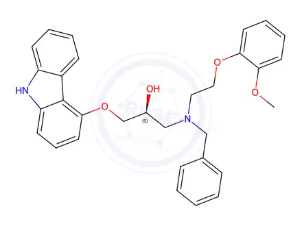 Chemical structure of (S)-1-((9H-Carbazol-4-yl)oxy)-3-(benzyl(2-(2-methoxyphenoxy)ethyl)amino)propan-2-ol