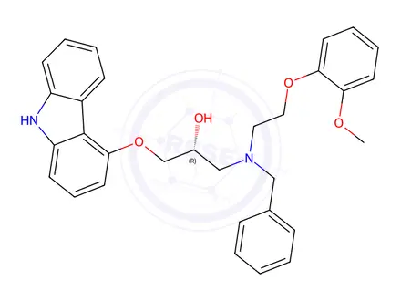 Chemical structure of (R)-1-((9H-Carbazol-4-yl)oxy)-3-(benzyl(2-(2-methoxyphenoxy)ethyl)amino)propan-2-ol