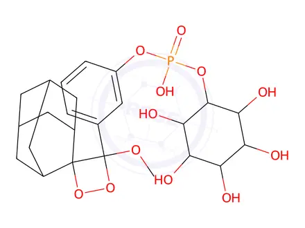Chemical structure of 3-((4-methoxyspiro(1,2-dioxetane-3,2'-tricyclo(3.3.1.1(3,7))decan)-4-yl))phenyl myo-inositol-1-O-hydrogen phosphate
