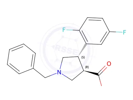Chemical structure of Ethyl (3R,4S)-1-benzyl-4-(2,5-difluorophenyl)pyrrolidine-3-carboxylate