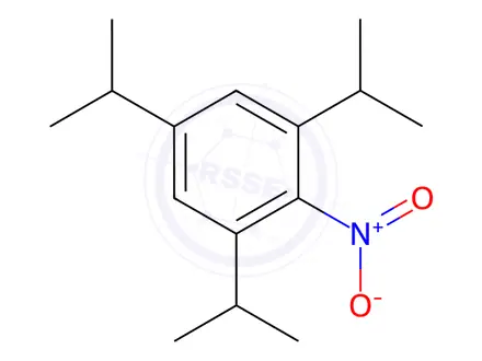 Chemical structure of Benzene, 1,3,5-tris(1-methylethyl)-2-nitro-