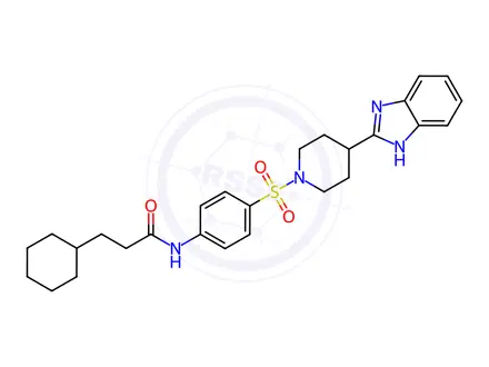Chemical structure of N-(4-((4-(1H-Benzo[d]imidazol-2-yl)piperidin-1-yl)sulfonyl)phenyl)-3-cyclohexylpropanamide