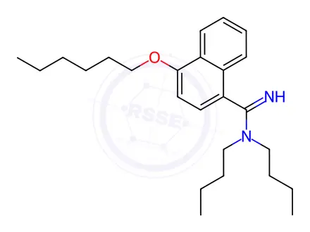 Chemical structure of 3-hydroxy-2-naphthoic acid, compound with N,N-dibutyl-4-(hexyloxy)-1-naphthamidine (1:1)