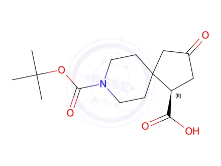 Chemical structure of (R)-8-(tert-butoxycarbonyl)-3-oxo-8-azaspiro[4.5]Decane-1-carboxylic acid