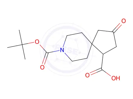 Chemical structure of 8-(Tert-butoxycarbonyl)-3-oxo-8-azaspiro[4.5]Decane-1-carboxylic acid