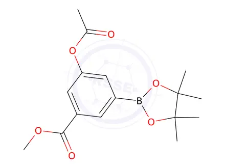 Chemical structure of Methyl 3-acetoxy-5-(4,4,5,5-tetramethyl-1,3,2-dioxaborolan-2-yl)benzoate