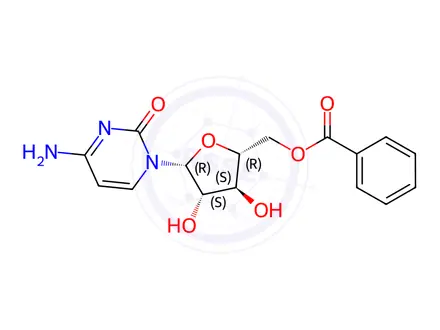 Chemical structure of [(2R,3R,4S)-5-(4-amino-2-oxo-pyrimidin-1-yl)-3,4-dihydroxy-oxolan-2-yl ]methyl benzoate