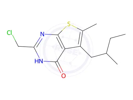 Chemical structure of 2-(Chloromethyl)-6-methyl-5-(2-methylbutyl)thieno[2,3-d]pyrimidin-4(3h)-one