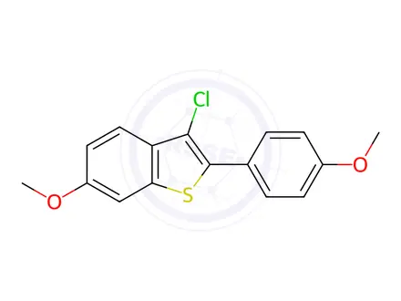 Chemical structure of 3-Chloro-6-methoxy-2-(4-methoxyphenyl)benzo[b]thiophene