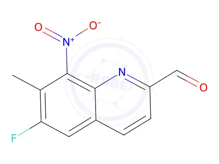 Chemical structure of 6-Fluoro-7-methyl-8-nitroquinoline-2-carbaldehyde