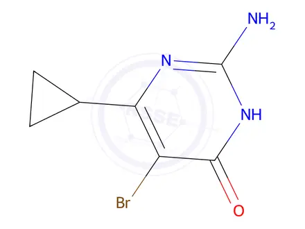 Chemical structure of 2-amino-5-bromo-6-cyclopropylpyrimidin-4(3h)-one