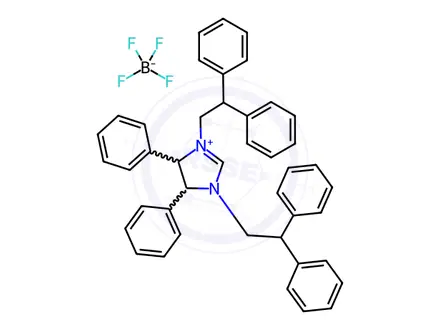 Chemical structure of (4S,5S)-1,3-Bis(2,2-diphenylethyl)-4,5-diphenyl-4,5-dihydro-1H-imidazol-3-ium tetrafluoroborate