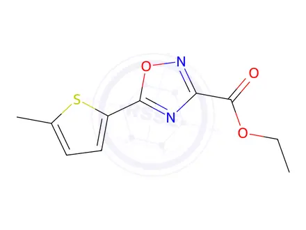Chemical structure of Ethyl 5-(5-methylthiophen-2-yl)-1,2,4-oxadiazole-3-carboxylate