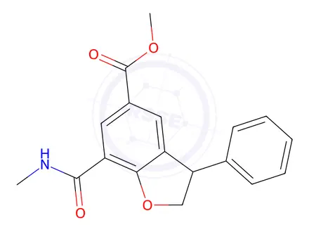 Chemical structure of Methyl 7-(methylcarbamoyl)-3-phenyl-2,3-dihydrobenzofuran-5-carboxylate