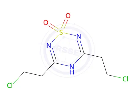Chemical structure of 3,5-bis(2-chloroethyl)-4H-1,2,4,6-thiatriazine 1,1-dioxide