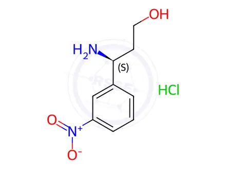 Chemical structure of (3S)-3-Amino-3-(3-nitrophenyl)propan-1-ol hydrochloride