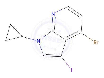 Chemical structure of 4-Bromo-1-cyclopropyl-3-iodo-1H-pyrrolo[2,3-b]pyridine
