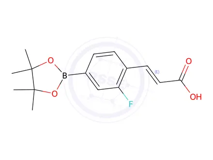 Chemical structure of 2-Fluoro-4-(tetramethyl-1,3,2-dioxaborolan-2-yl)cinnamic acid